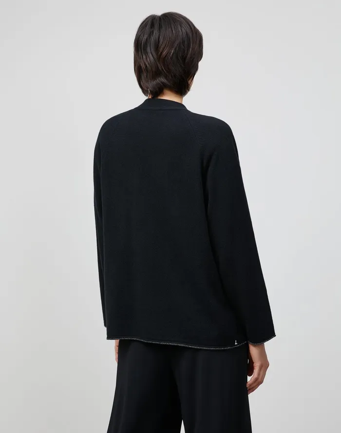 Women Lafayette 148 New York Sweaters PlusSize KindCashmere Raglan Sleeve Cardigan Black