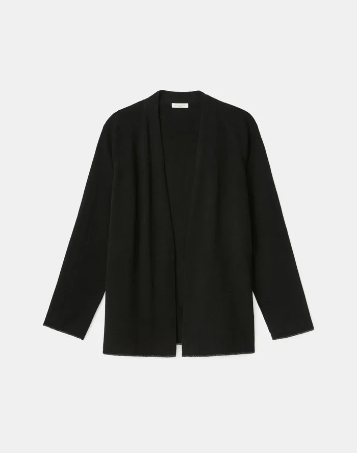 Women Lafayette 148 New York Sweaters PlusSize KindCashmere Raglan Sleeve Cardigan Black