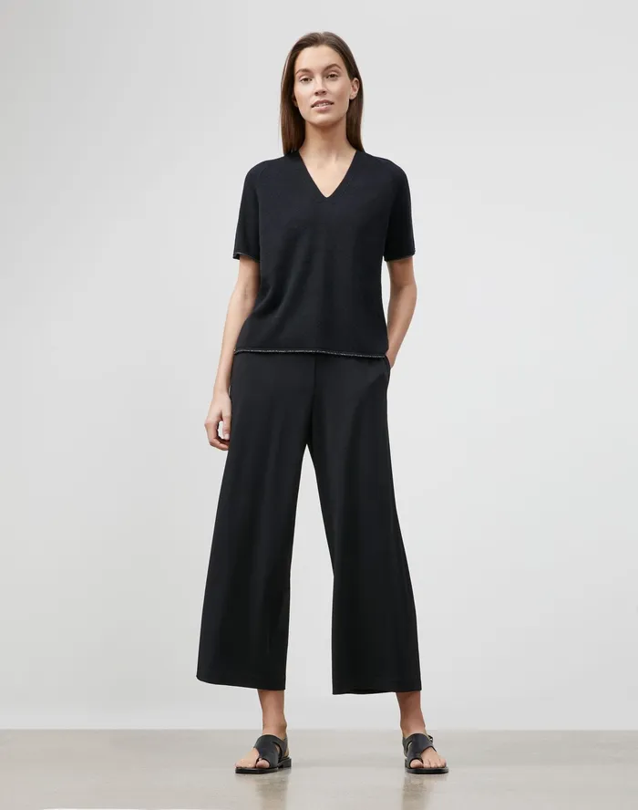 Women Lafayette 148 New York Sweaters PlusSize KindCashmere Raglan Sleeve VNeck Sweater Black