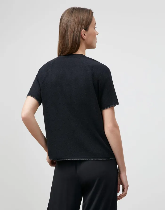 Women Lafayette 148 New York Sweaters PlusSize KindCashmere Raglan Sleeve VNeck Sweater Black