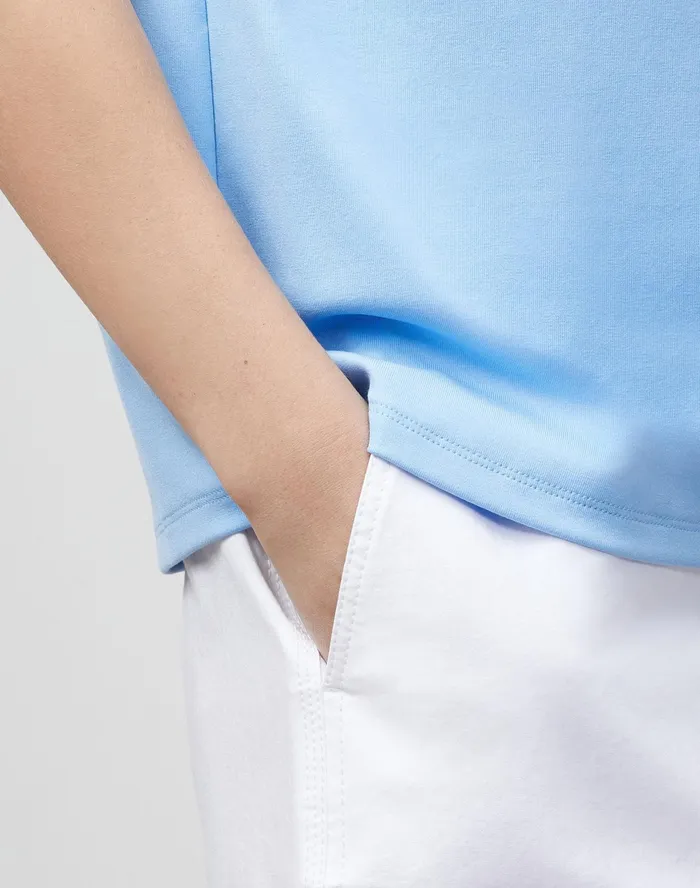 Women Lafayette 148 New York Tops and Tees Eden TShirt In Swiss Cotton Rib Fresh Blue