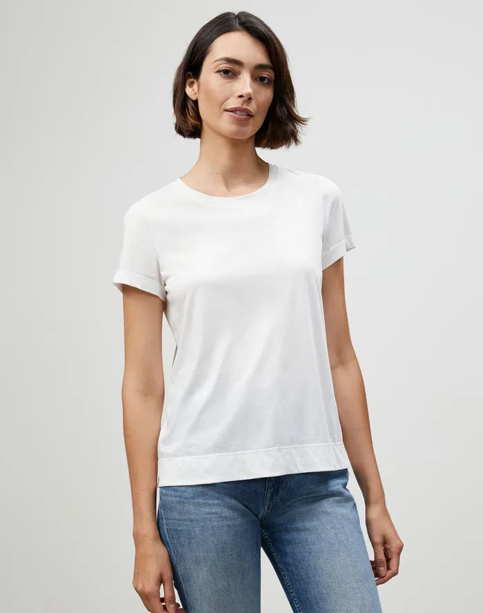 Women Lafayette 148 New York Tops and Tees PlusSize Modern Tee In Cotton Jersey White Women Lafayette 148 New York Tops and Tees PlusSize Modern Tee In Cotton Jersey White