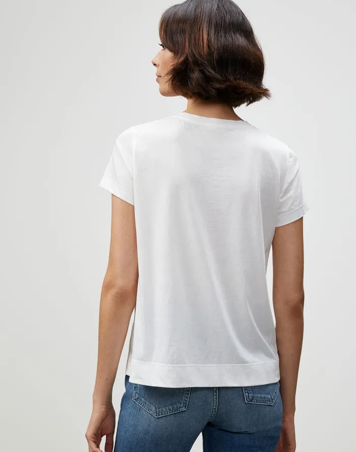 Women Lafayette 148 New York Tops and Tees PlusSize Modern Tee In Cotton Jersey White