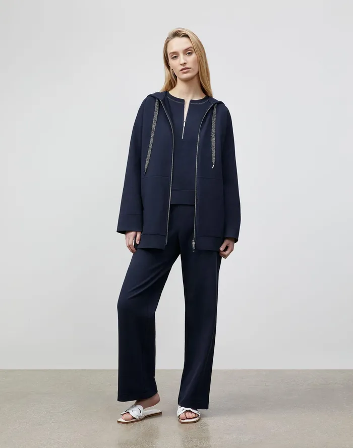 Women Lafayette 148 New York Tops and Tees Powers Sweatshirt In Ultra Comfort French Terry Ink