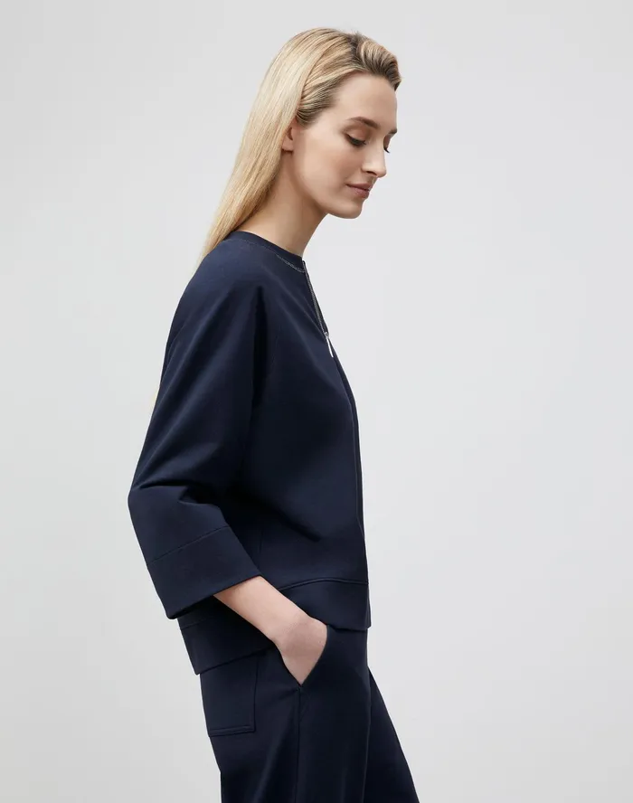 Women Lafayette 148 New York Tops and Tees Powers Sweatshirt In Ultra Comfort French Terry Ink
