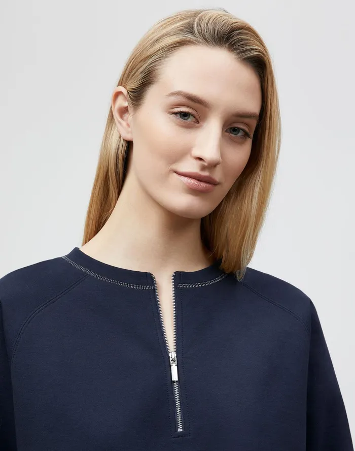 Women Lafayette 148 New York Tops and Tees Powers Sweatshirt In Ultra Comfort French Terry Ink
