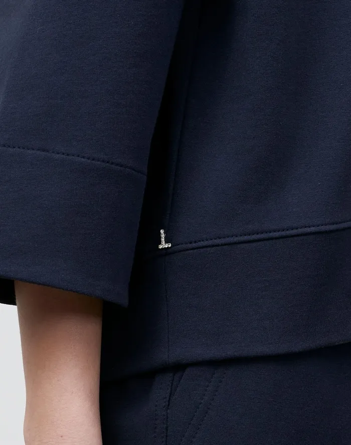 Women Lafayette 148 New York Tops and Tees Powers Sweatshirt In Ultra Comfort French Terry Ink