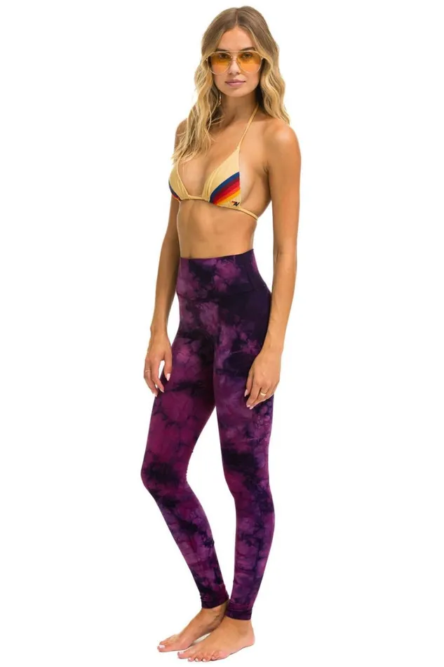 Women Leggings Aviator Nation Hand Dyed Full Length HiRise Leggings 8211 Tie Dye Crystal Rose