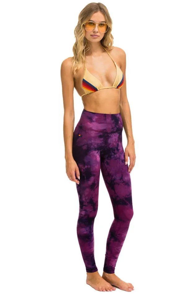 Women Leggings Aviator Nation Hand Dyed Full Length HiRise Leggings 8211 Tie Dye Crystal Rose