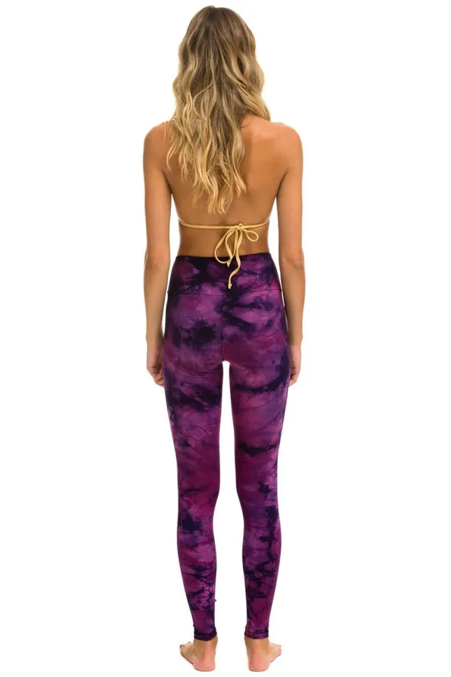 Women Leggings Aviator Nation Hand Dyed Full Length HiRise Leggings 8211 Tie Dye Crystal Rose