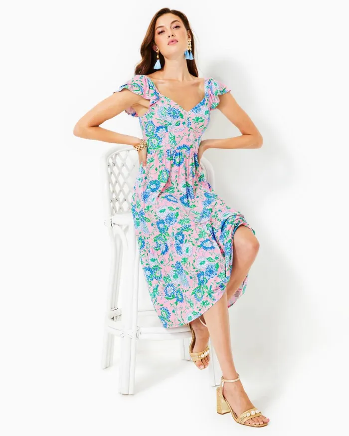 Women Lilly Pulitzer Dresses Bayleigh Midi Dress Conch Shell Pink Rumor Has It Women Lilly Pulitzer Dresses Bayleigh Midi Dress Conch Shell Pink Rumor Has It