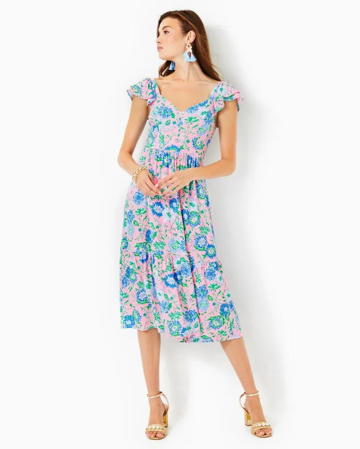 Women Lilly Pulitzer Dresses Bayleigh Midi Dress Conch Shell Pink Rumor Has It Women Lilly Pulitzer Dresses Bayleigh Midi Dress Conch Shell Pink Rumor Has It