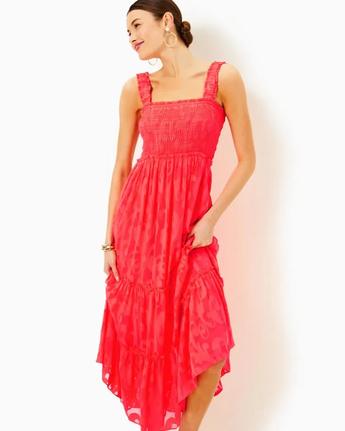 Women Lilly Pulitzer Dresses Bayleigh Midi Dress Conch Shell Pink Rumor Has It Women Lilly Pulitzer Dresses Bayleigh Midi Dress Conch Shell Pink Rumor Has It