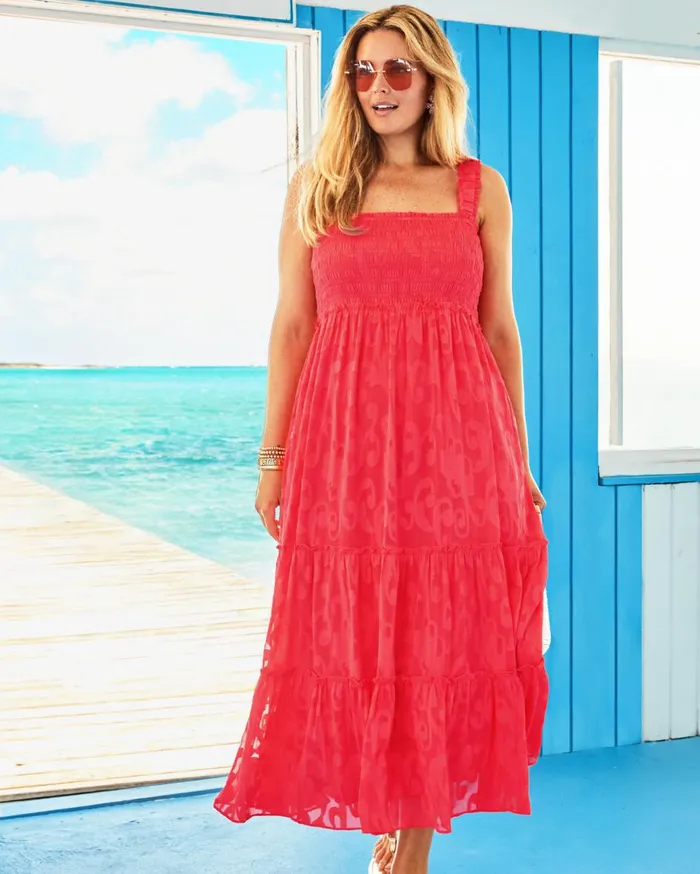 Women Lilly Pulitzer Dresses Bayleigh Midi Dress Conch Shell Pink Rumor Has It Women Lilly Pulitzer Dresses Bayleigh Midi Dress Conch Shell Pink Rumor Has It