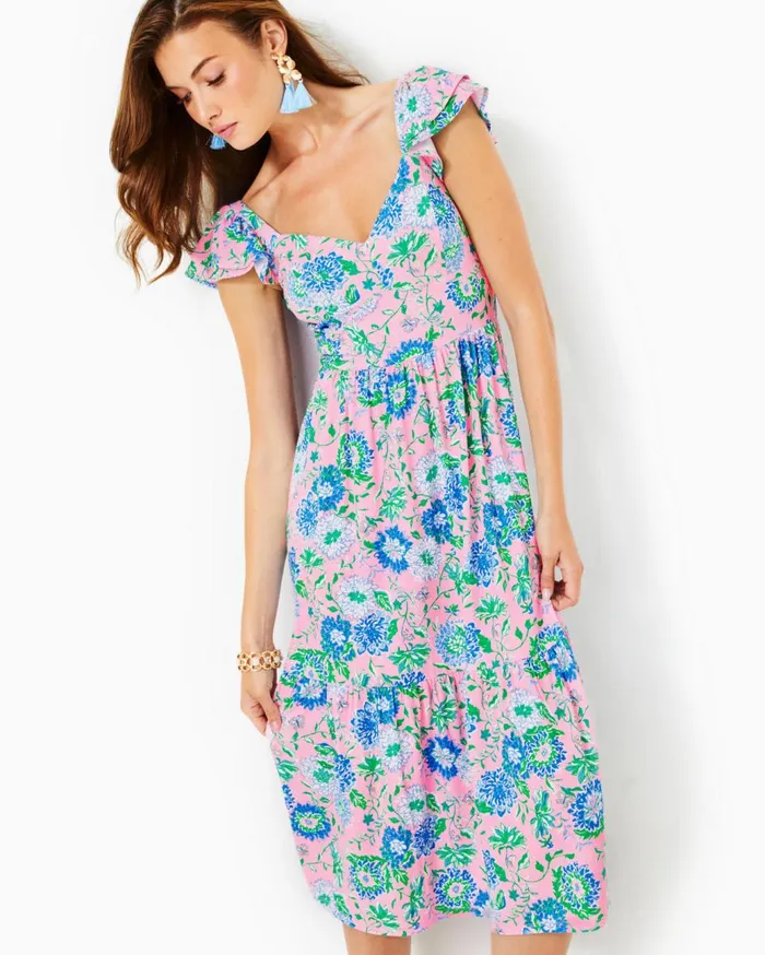 Women Lilly Pulitzer Dresses Bayleigh Midi Dress Conch Shell Pink Rumor Has It Women Lilly Pulitzer Dresses Bayleigh Midi Dress Conch Shell Pink Rumor Has It
