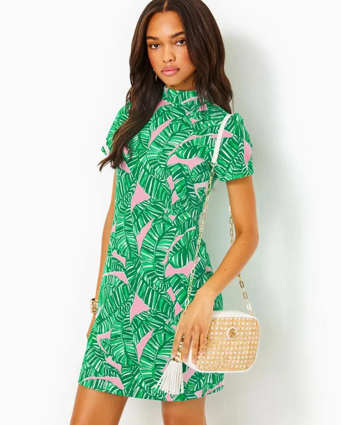 Women Lilly Pulitzer Dresses Hallie Short Sleeve Dress Conch Shell Pink Lets Go Bananas Women Lilly Pulitzer Dresses Hallie Short Sleeve Dress Conch Shell Pink Lets Go Bananas