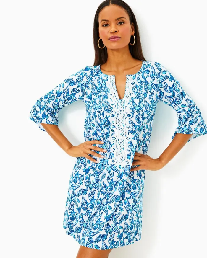 Women Lilly Pulitzer Dresses Krysta Tunic Dress Resort White Shell Collector