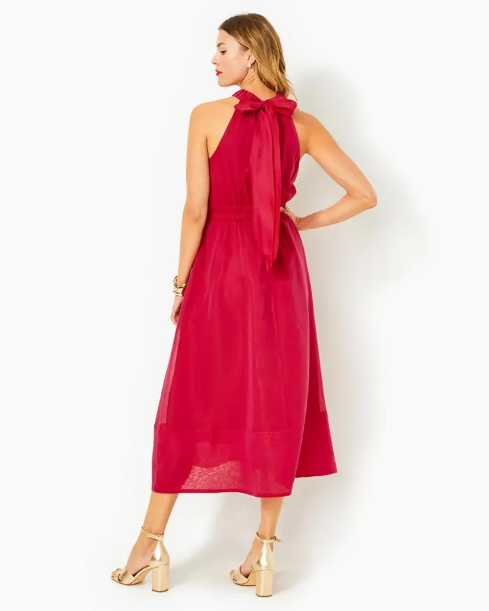 Women Lilly Pulitzer Dresses Marleen Halter Midi Dress Poinsettia Red Women Lilly Pulitzer Dresses Marleen Halter Midi Dress Poinsettia Red