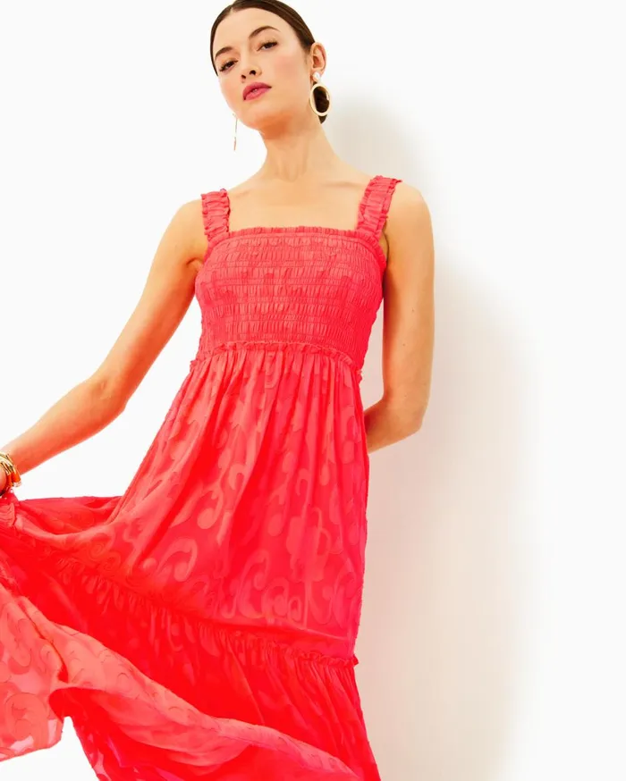 Women Lilly Pulitzer Dresses Marleen Halter Midi Dress Poinsettia Red Women Lilly Pulitzer Dresses Marleen Halter Midi Dress Poinsettia Red