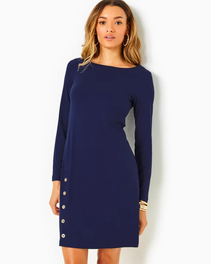 Women Lilly Pulitzer Dresses UPF 50 Maddox Straight Dress True Navy