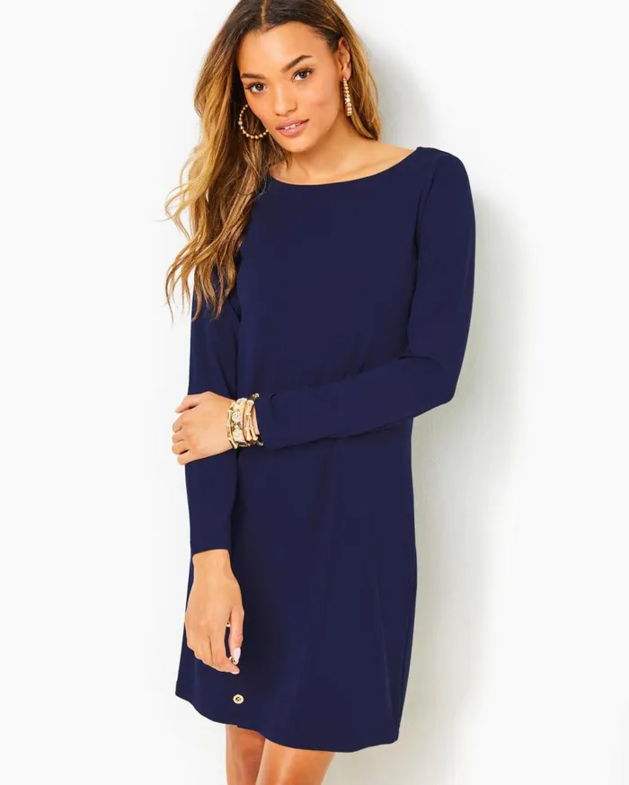 Women Lilly Pulitzer Dresses UPF 50 Maddox Straight Dress True Navy Women Lilly Pulitzer Dresses UPF 50 Maddox Straight Dress True Navy
