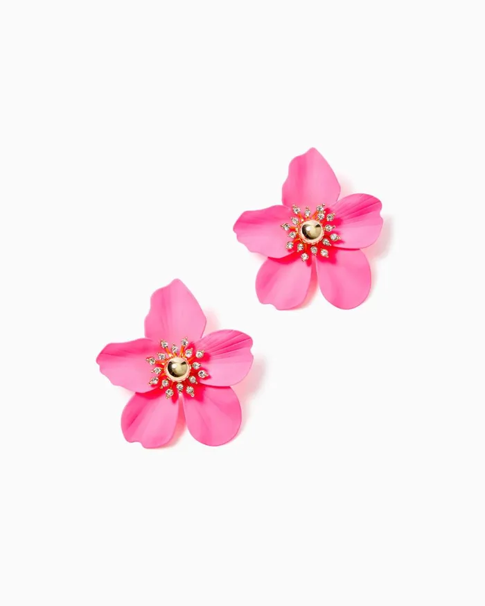 Women Lilly Pulitzer Jewelry Oversized Orchid Earrings Resort White
