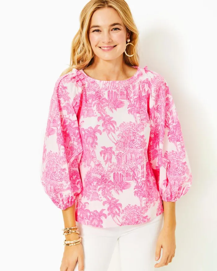 Women Lilly Pulitzer Tops Barbara Top Spearmint Blossom Views Women Lilly Pulitzer Tops Barbara Top Spearmint Blossom Views