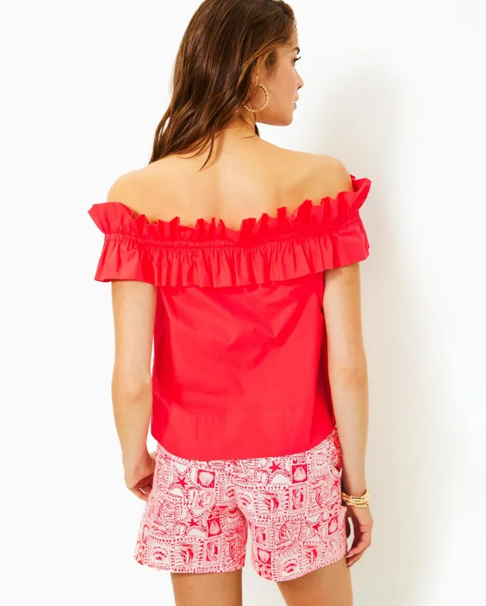 Women Lilly Pulitzer Tops Brennalee OfftheShoulder Ruffle Top Mizner Red Women Lilly Pulitzer Tops Brennalee OfftheShoulder Ruffle Top Mizner Red