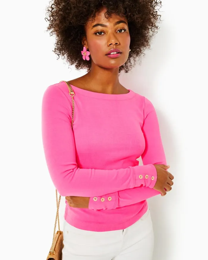Women Lilly Pulitzer Tops Jadah Knit Top Roxie Pink