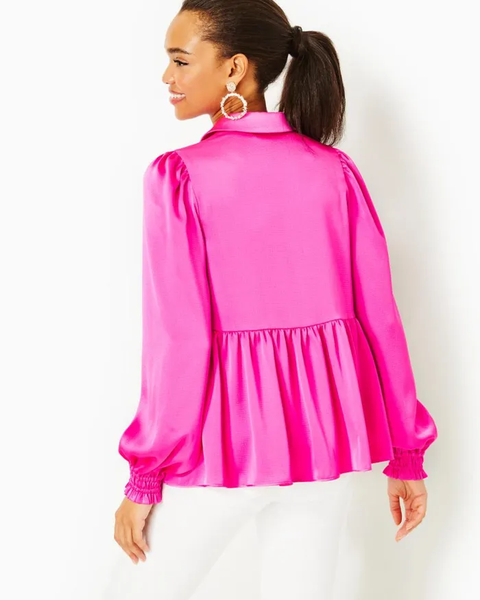 Women Lilly Pulitzer Tops Jaylene Long Sleeve Lilly Top Cerise Pink Women Lilly Pulitzer Tops Jaylene Long Sleeve Lilly Top Cerise Pink
