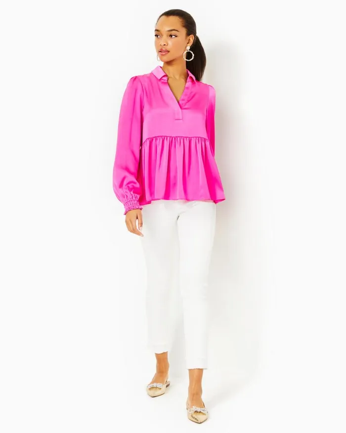 Women Lilly Pulitzer Tops Jaylene Long Sleeve Lilly Top Cerise Pink Women Lilly Pulitzer Tops Jaylene Long Sleeve Lilly Top Cerise Pink