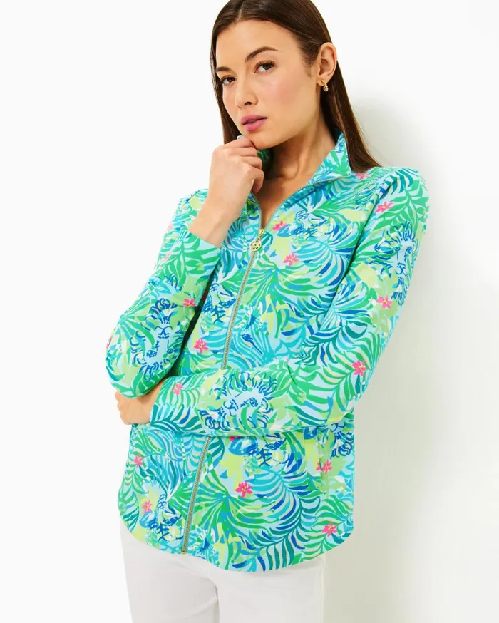 Women Lilly Pulitzer Tops UPF 50 Leona ZipUp Jacket Low Tide Navy Bouquet All Day Women Lilly Pulitzer Tops UPF 50 Leona ZipUp Jacket Low Tide Navy Bouquet All Day