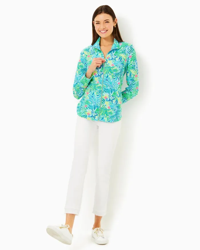 Women Lilly Pulitzer Tops UPF 50 Leona ZipUp Jacket Low Tide Navy Bouquet All Day Women Lilly Pulitzer Tops UPF 50 Leona ZipUp Jacket Low Tide Navy Bouquet All Day