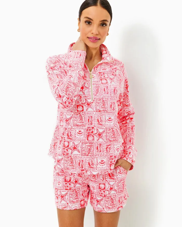 Women Lilly Pulitzer Tops UPF 50 Skipper Popover Multi Grove Garden Women Lilly Pulitzer Tops UPF 50 Skipper Popover Multi Grove Garden
