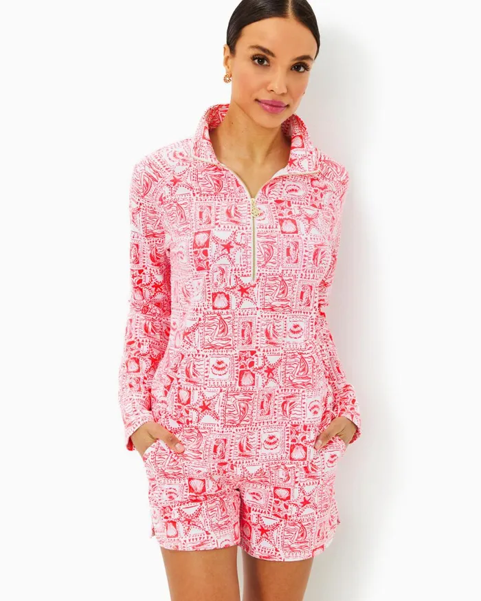 Women Lilly Pulitzer Tops UPF 50 Skipper Popover Multi Grove Garden Women Lilly Pulitzer Tops UPF 50 Skipper Popover Multi Grove Garden