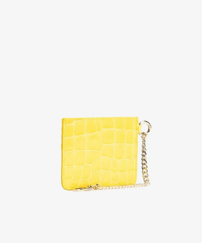 Women Limited Edition Pinko PINKO Galleria Card Holder In Shiny Coloured Crocprint Leather Sun Yellowlightgold Women Limited Edition Pinko PINKO Galleria Card Holder In Shiny Coloured Crocprint Leather Sun Yellowlightgold