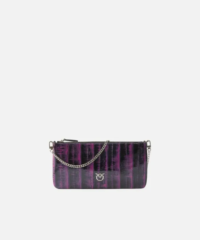 Women Limited Edition Pinko PINKO Galleria Clutch Bag In Eel Skin With Shoulder Strap Pinkblackold Silver Women Limited Edition Pinko PINKO Galleria Clutch Bag In Eel Skin With Shoulder Strap Pinkblackold Silver