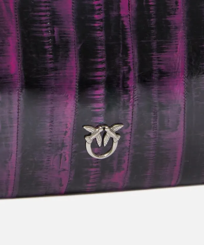 Women Limited Edition Pinko PINKO Galleria Clutch Bag In Eel Skin With Shoulder Strap Pinkblackold Silver Women Limited Edition Pinko PINKO Galleria Clutch Bag In Eel Skin With Shoulder Strap Pinkblackold Silver