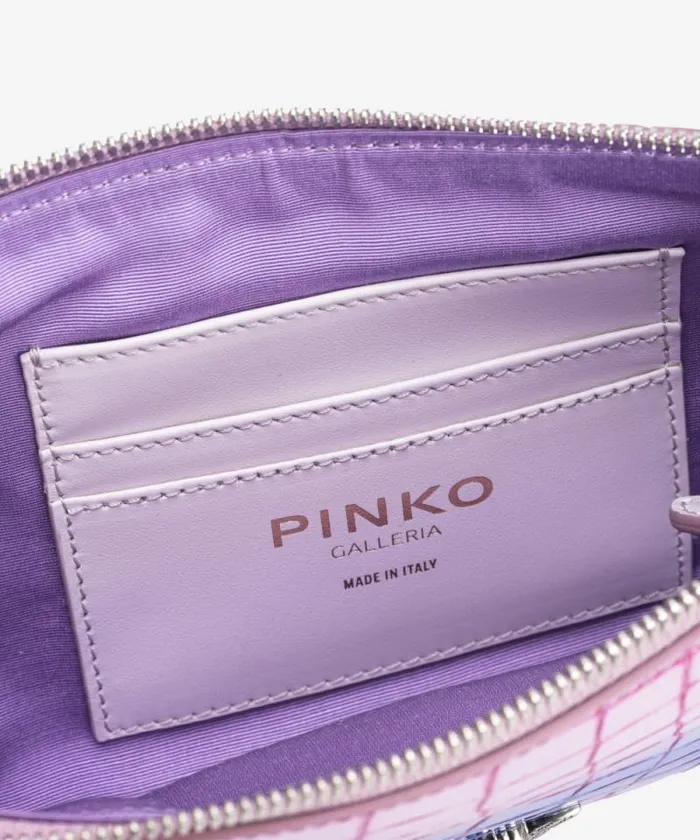 Women Limited Edition Pinko PINKO Galleria Horizontal Flat Bag In Shiny Fadeeffect Crocprint Leather Lilacpurpleold Silver Women Limited Edition Pinko PINKO Galleria Horizontal Flat Bag In Shiny Fadeeffect Crocprint Leather Lilacpurpleold Silver