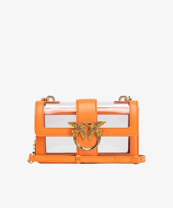 Women Limited Edition Pinko PINKO Galleria Mini Love Bag One Light In Transparent Material Orangetransparentlightgold Women Limited Edition Pinko PINKO Galleria Mini Love Bag One Light In Transparent Material Orangetransparentlightgold