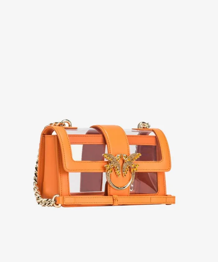 Women Limited Edition Pinko PINKO Galleria Mini Love Bag One Light In Transparent Material Orangetransparentlightgold Women Limited Edition Pinko PINKO Galleria Mini Love Bag One Light In Transparent Material Orangetransparentlightgold