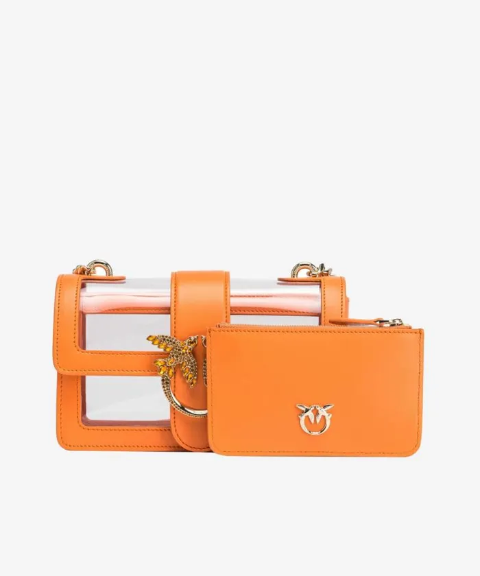 Women Limited Edition Pinko PINKO Galleria Mini Love Bag One Light In Transparent Material Orangetransparentlightgold Women Limited Edition Pinko PINKO Galleria Mini Love Bag One Light In Transparent Material Orangetransparentlightgold