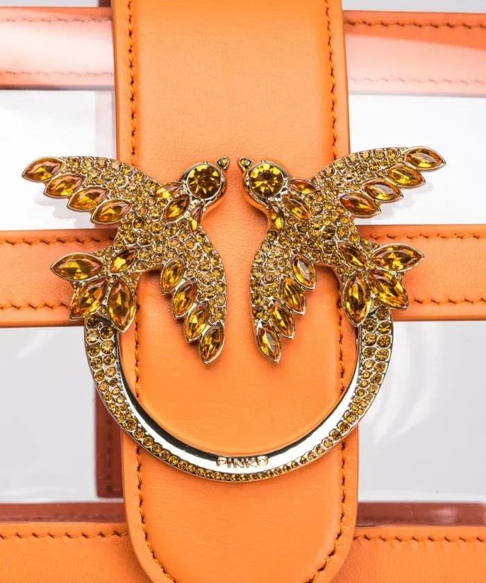 Women Limited Edition Pinko PINKO Galleria Mini Love Bag One Light In Transparent Material Orangetransparentlightgold Women Limited Edition Pinko PINKO Galleria Mini Love Bag One Light In Transparent Material Orangetransparentlightgold