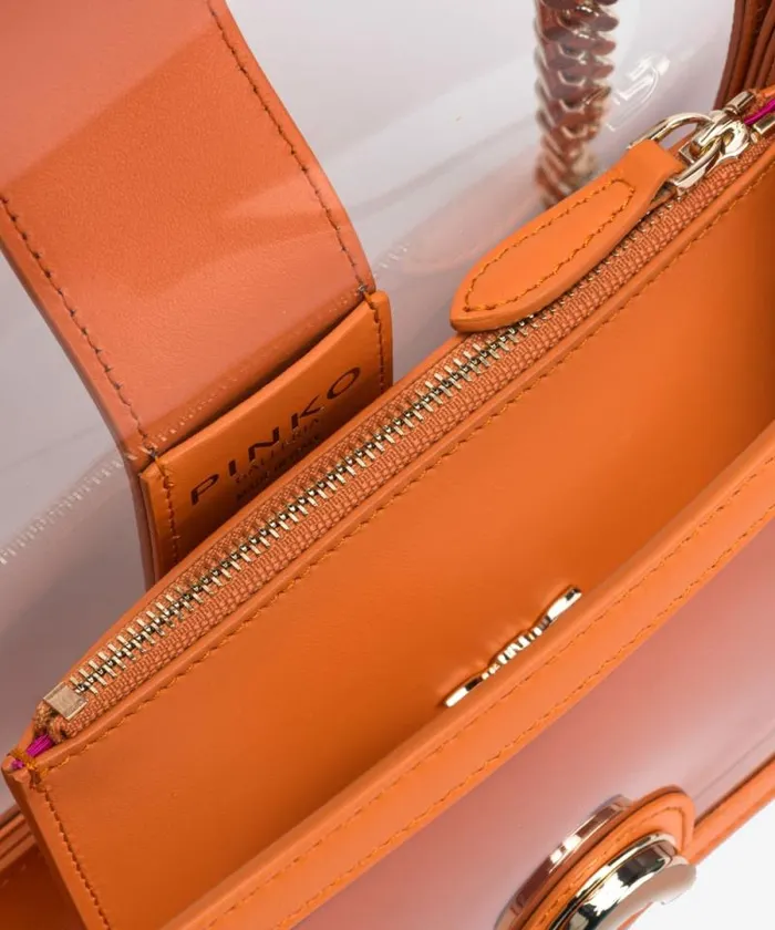 Women Limited Edition Pinko PINKO Galleria Mini Love Bag One Light In Transparent Material Orangetransparentlightgold Women Limited Edition Pinko PINKO Galleria Mini Love Bag One Light In Transparent Material Orangetransparentlightgold