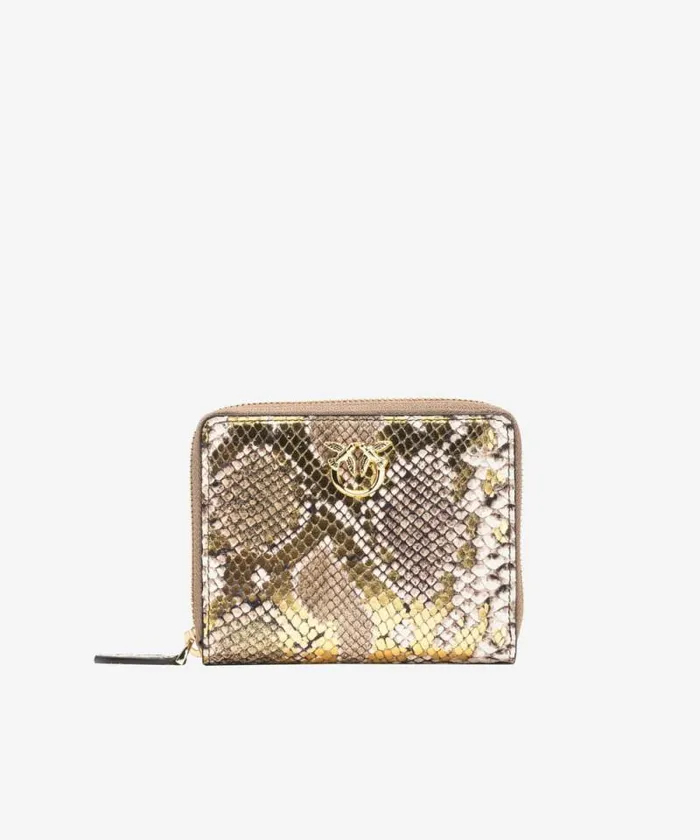 Women Limited Edition Pinko PINKO Galleria Square Wallet In Laminated Pythonprint Leather Goldgreygold Women Limited Edition Pinko PINKO Galleria Square Wallet In Laminated Pythonprint Leather Goldgreygold