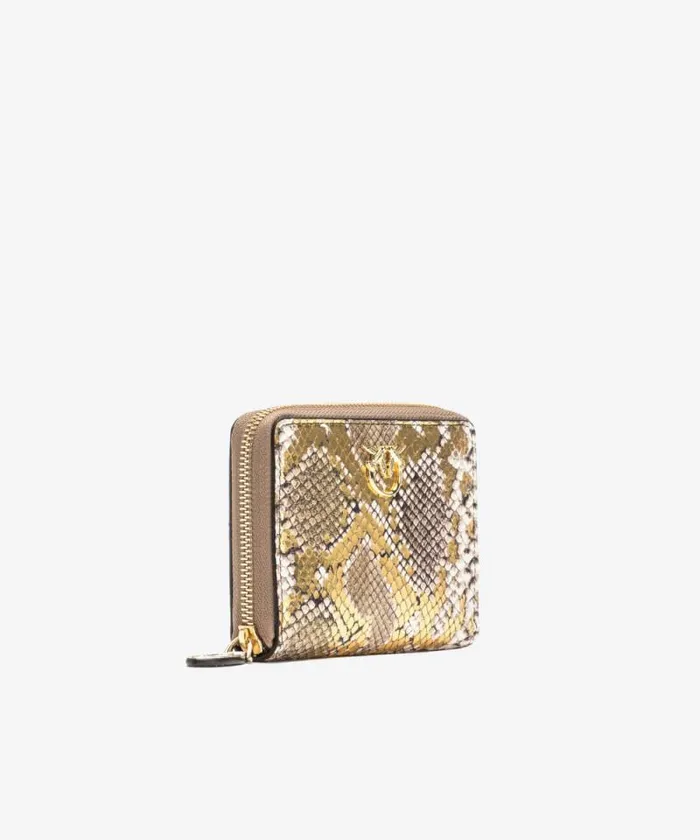 Women Limited Edition Pinko PINKO Galleria Square Wallet In Laminated Pythonprint Leather Goldgreygold Women Limited Edition Pinko PINKO Galleria Square Wallet In Laminated Pythonprint Leather Goldgreygold