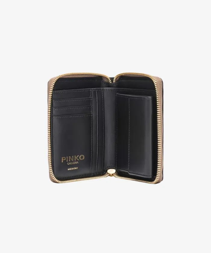 Women Limited Edition Pinko PINKO Galleria Square Wallet In Laminated Pythonprint Leather Goldgreygold Women Limited Edition Pinko PINKO Galleria Square Wallet In Laminated Pythonprint Leather Goldgreygold