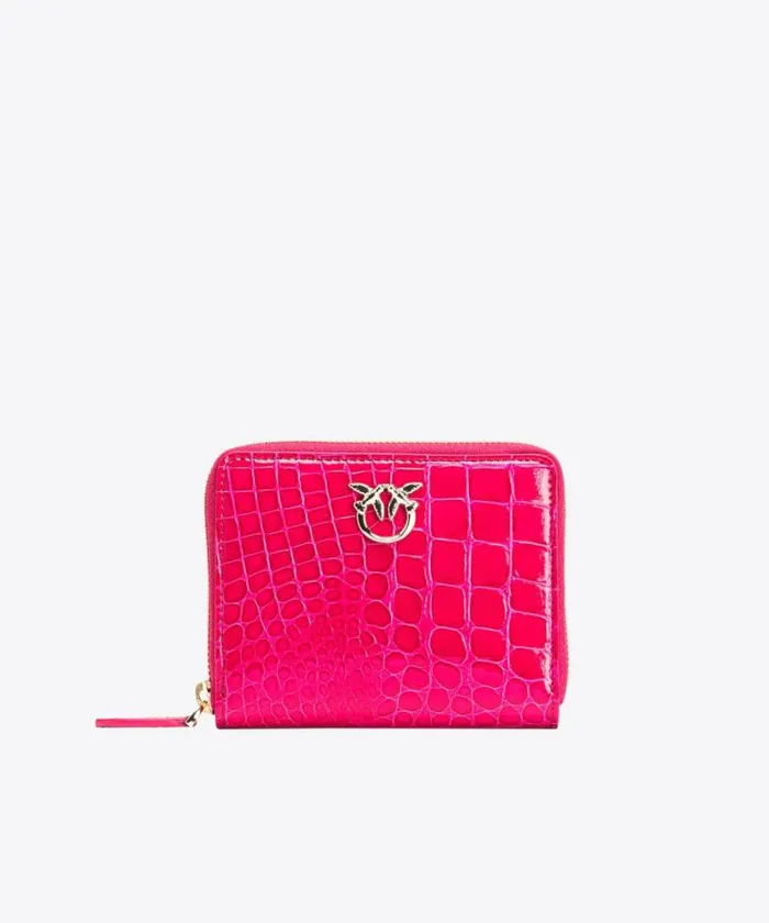 Women Limited Edition Pinko PINKO Galleria Square Ziparound Wallet In Shiny Crocprint Leather Pinko Pinklightgold Women Limited Edition Pinko PINKO Galleria Square Ziparound Wallet In Shiny Crocprint Leather Pinko Pinklightgold