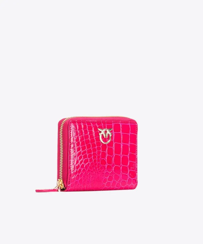 Women Limited Edition Pinko PINKO Galleria Square Ziparound Wallet In Shiny Crocprint Leather Pinko Pinklightgold Women Limited Edition Pinko PINKO Galleria Square Ziparound Wallet In Shiny Crocprint Leather Pinko Pinklightgold
