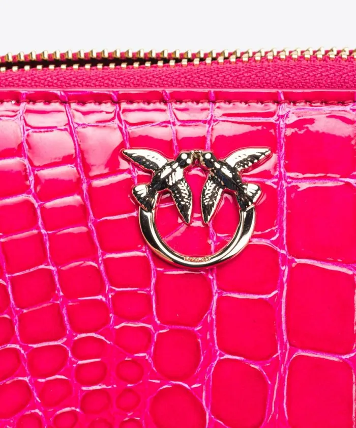 Women Limited Edition Pinko PINKO Galleria Square Ziparound Wallet In Shiny Crocprint Leather Pinko Pinklightgold Women Limited Edition Pinko PINKO Galleria Square Ziparound Wallet In Shiny Crocprint Leather Pinko Pinklightgold